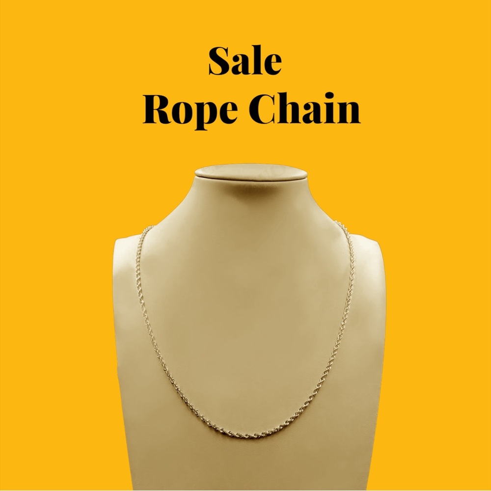 14k Gold Rope Chain over Sterling Silver Men Chain Unisex 22” High End Jewelry